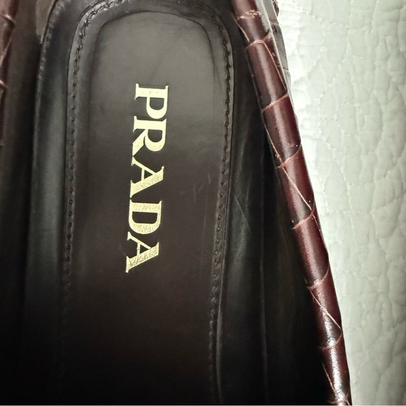 Prada Men's Dark Brown Croc-Embossed Loafers - Picture 3 of 16